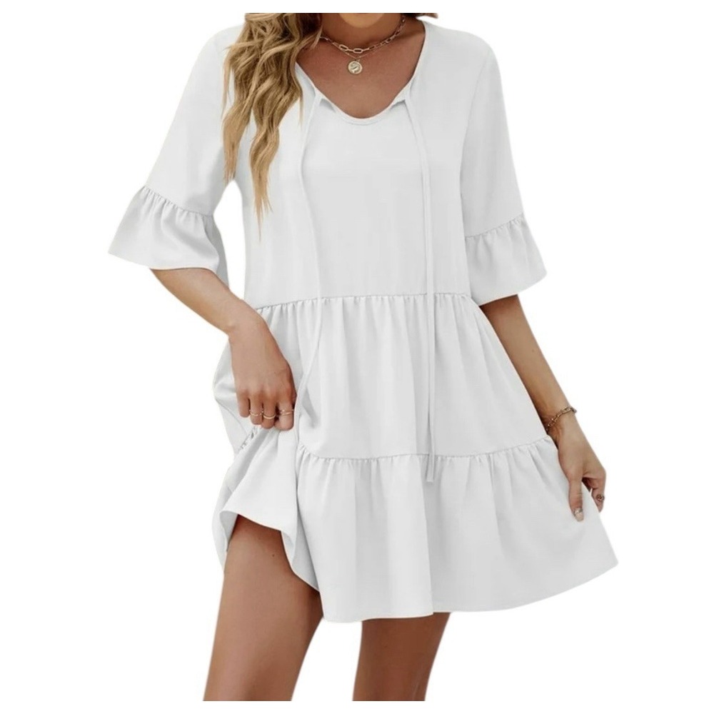 Signature By Robbie Bee Dress Womens Small White Relaxed Beach Resort New‎